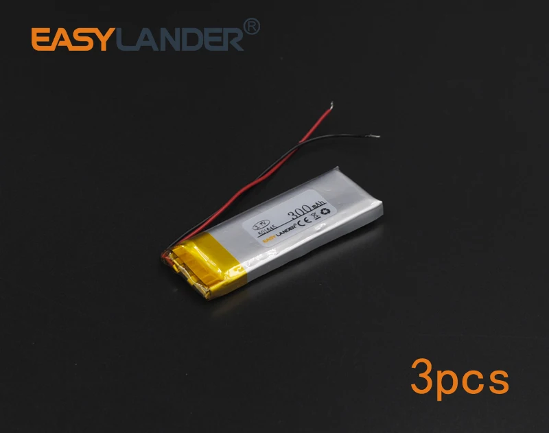 

3pcs/Lot 3.7V 300mAh Rechargeable li Polymer Li-ion Battery For bluetooth headset mouse Bracelet Wrist Watch 501645 051645