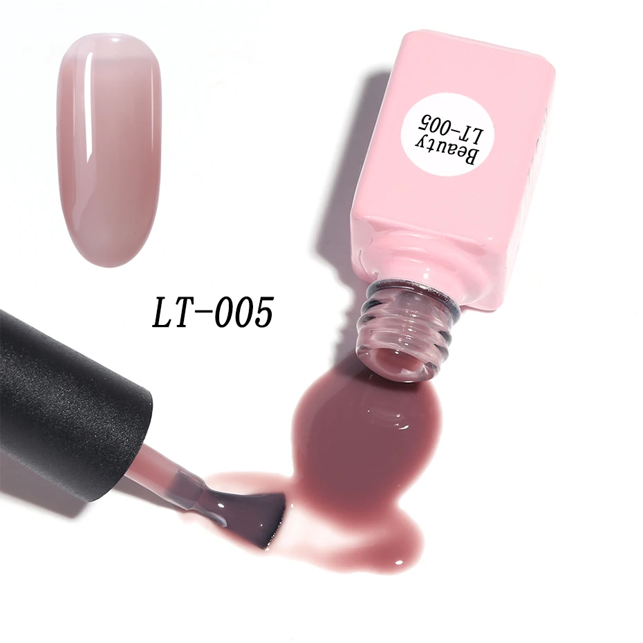 6ml Summer Nail Polish White Base Pink Brown UV Gel Varnish Soak Off Lacquer Nail Art Manicure Long Lasting Top Coat LELT01-06