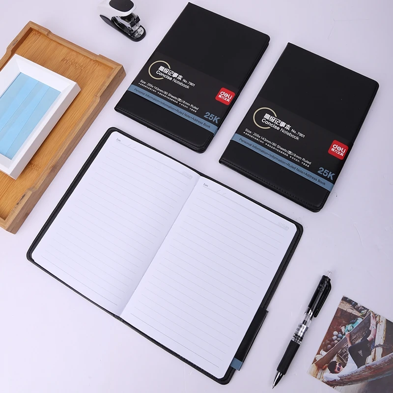 Деловой блокнот Deli 7901 из искусственной кожи с функцией Face Note book общий размер 16k 18k