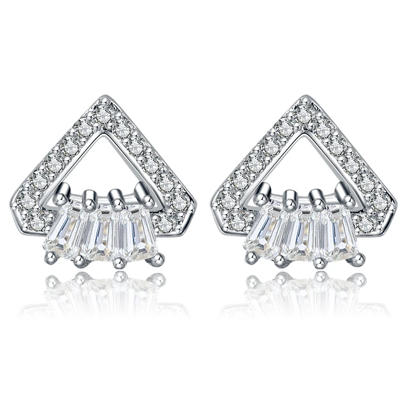 Треугольные серьги гвоздики из циркона гипоаллергенные ювелирные изделия в виде