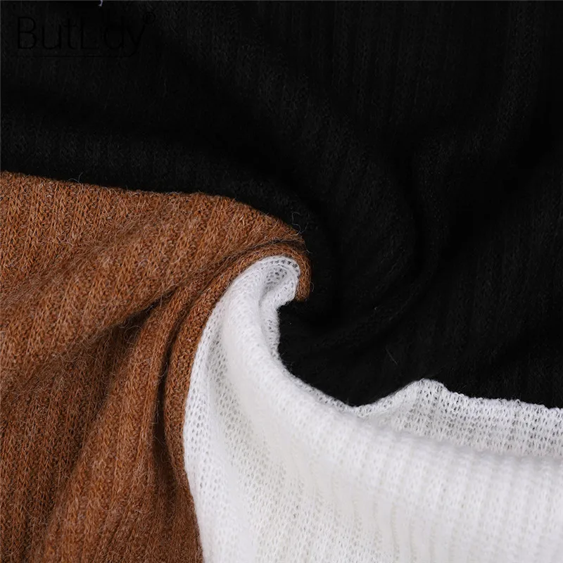 Color Block Patchwork Casual Sweater Women Knitting Pullover Long Sleeve Chic Knitwear Tops Winter Fashion 2018 Jumpers Ladies | Женская