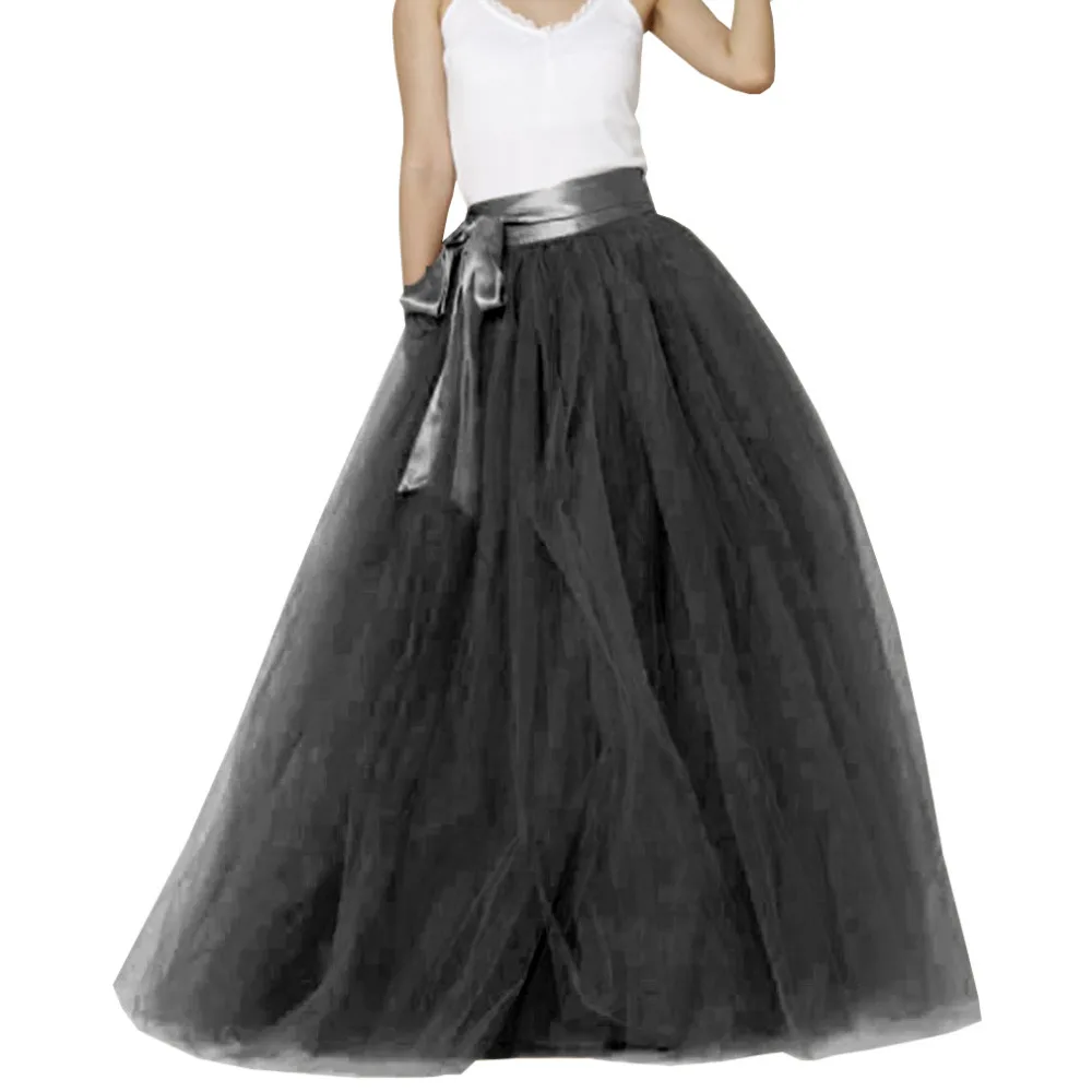 Женская длинная фатиновая юбка с бантом 6 слоев 1 подкладкой|layered tulle|female skirtsskirt maxi |