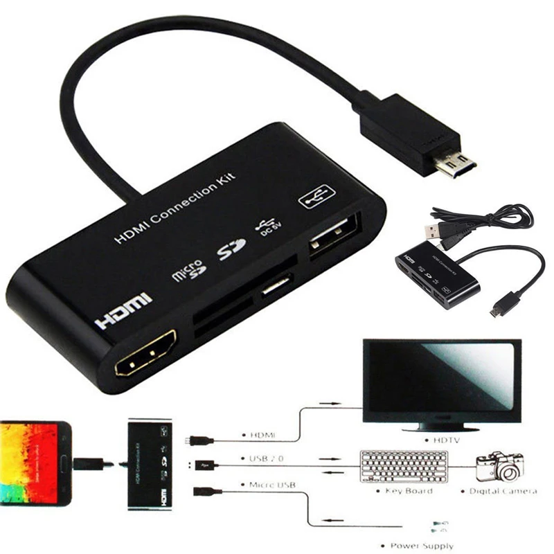 Micro USB 11Pin телефон к HDMI tv HD tv адаптер устройство для чтения карт SD TF кабель для обмена экраном для samsung Galaxy S3 S4 S5 Note2 Note 2 3
