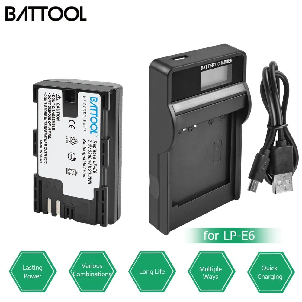 Батарея batcool для EOS 5D Mark II III IV 6D + ЖК зарядное устройство камеры Canon 7D 60D 60Da 70D