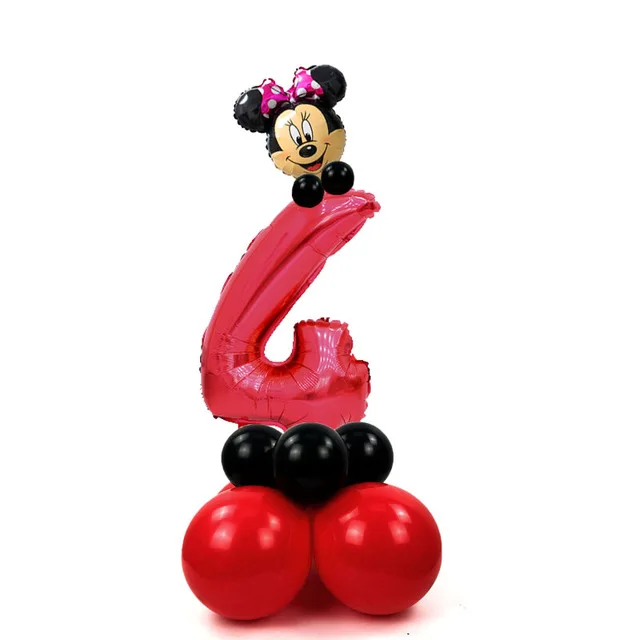 Minnie 4 20 шт./компл. Микки и Минни Маус лазерная головка Красного номер Фольга воздушные шары 1st День рождения юбилея украшения Детские игрушки Baby Shower поставки - Цвет: Minnie 4