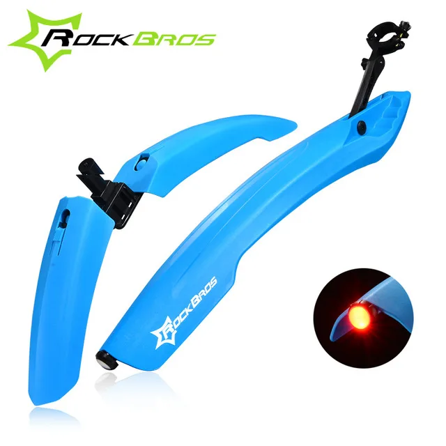 ROCKBROS Bicycle Fenders LED Rear Light Ultralight Soft Rubber High Quality Mudguard mtb Bike Adjustable | Спорт и развлечения