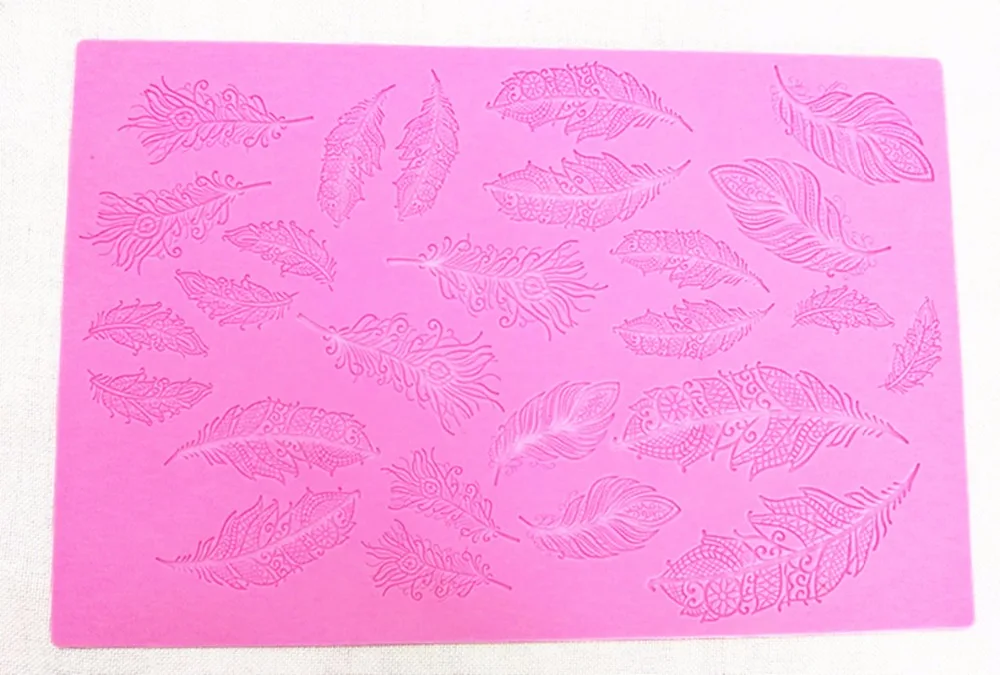 MX104 большой размер перо шаблон Кружева Плесень Силиконовый Сахар Pad Европейский