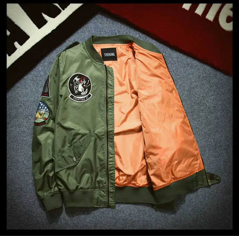 Мужская повседневная куртка бомбер MA1 в стиле ретро однотонная темно синего