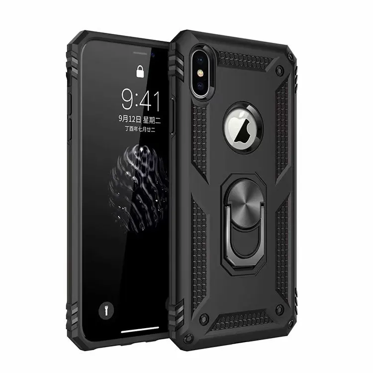 black Роскошный брендовый чехол для Iphone XS Max X XR, чехол с мягким бампером, усиленный жесткий чехол с подставкой для Iphone 7, 8 Plus, 6, 6S - Цвет: black