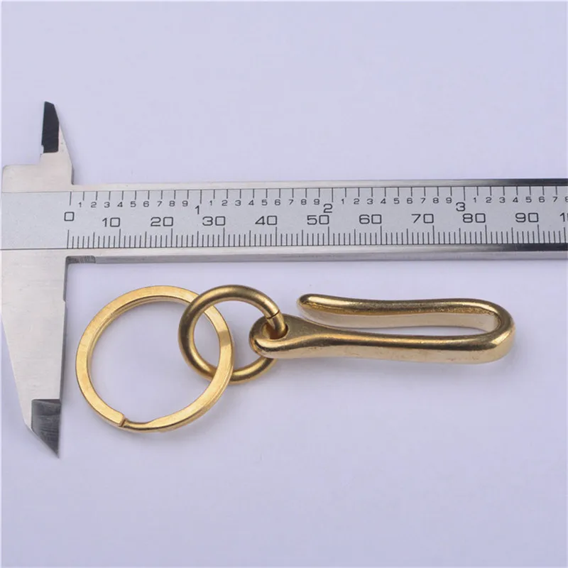 

QOONG Pure Handmade Brass Strong and Durable Fashion Man's Strap Key Holder Copper Key Chain Metal Car Key Ring Bag Pendant T01