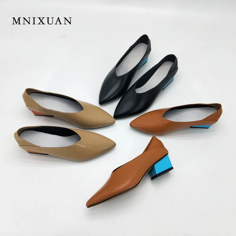MNIXUAN/2018 новые весенние женские туфли лодочки ручной работы офисные из