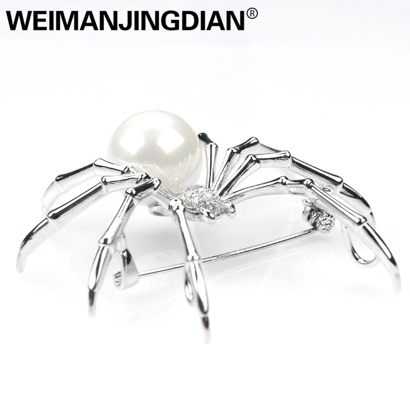 Брошь в виде паука с жемчугом и фианитом для мужчин женщин|spider brooch|brooches for menfor men