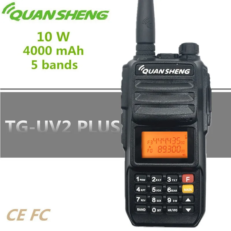 10 Вт QUANSHENG TG UV2 PLUS Walkie Talkie км высокомощный CB Ham радиосканер VHF UHF Police 350 390 МГц Baofeng