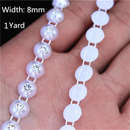 8mm 1Yard Cong Shao, 1 ярд/сумка, многоразмерные стразы, цепочка с жемчугом, цепочка с кристаллами, пришивная отделка, сделай сам, свадебное платье, украшение для дома, вечерние, WCAA1 - Цвет: 8mm 1Yard