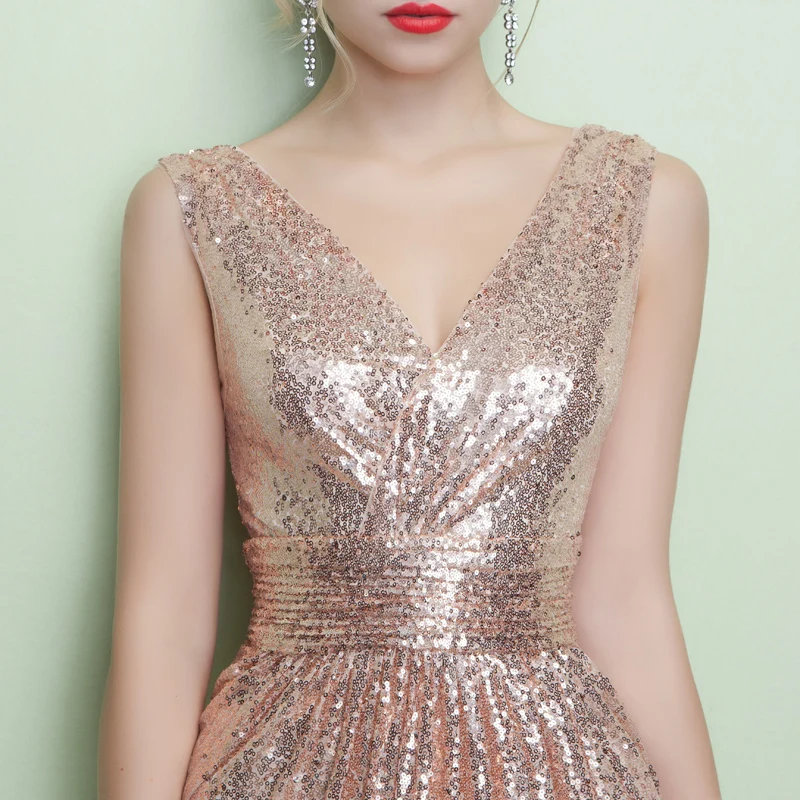 Женское вечернее платье с блестками Элегантное Длинное праздничное до пола
