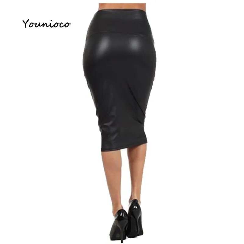 2016 Women Leather Sexy Skirt High Waist Black Red Pencil Casual Middle Long Mermard Office Lady Business Skirts | Женская одежда