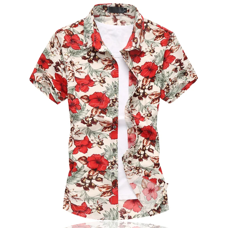 LONMMY рубашка с цветочным узором Мужская шелковая хлопковая Camisa Мода 2018 летние