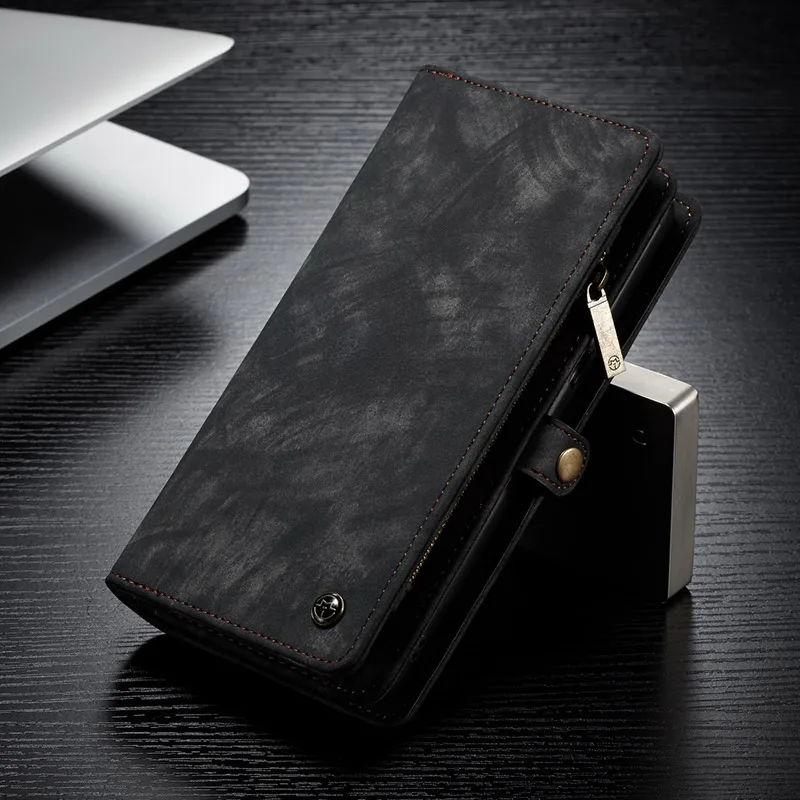 Black Многофункциональный чехол-кошелек на молнии, сумка для samsung Galaxy A50 A40 A30 A20, роскошный кожаный чехол-книжка в стиле ретро, Магнитный чехол - Цвет: Black
