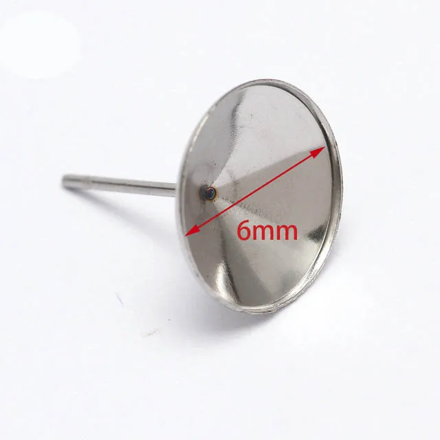 Steel 6mm 20 штук 6/8/10/12 мм Нержавеющая сталь серьги кабошоны базовые чашки лотки фитинг с украшением в виде кристаллов для DIY уха ювелирные изделия установка Сделано в Китае - Цвет: Steel 6mm