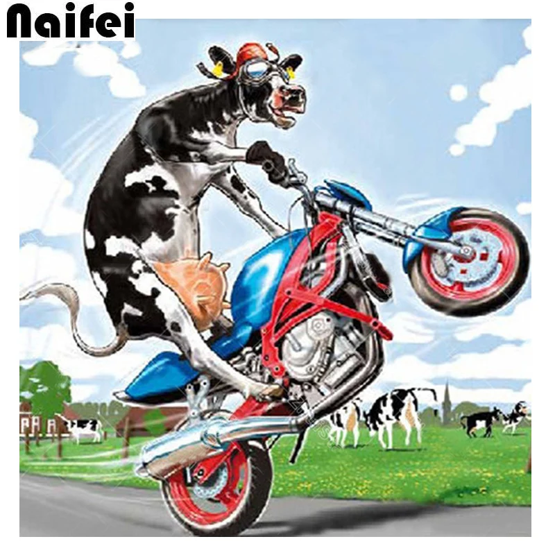 Алмазная 5D Вышивка сделай сам картина с мультяшными коровами мозаика из страз