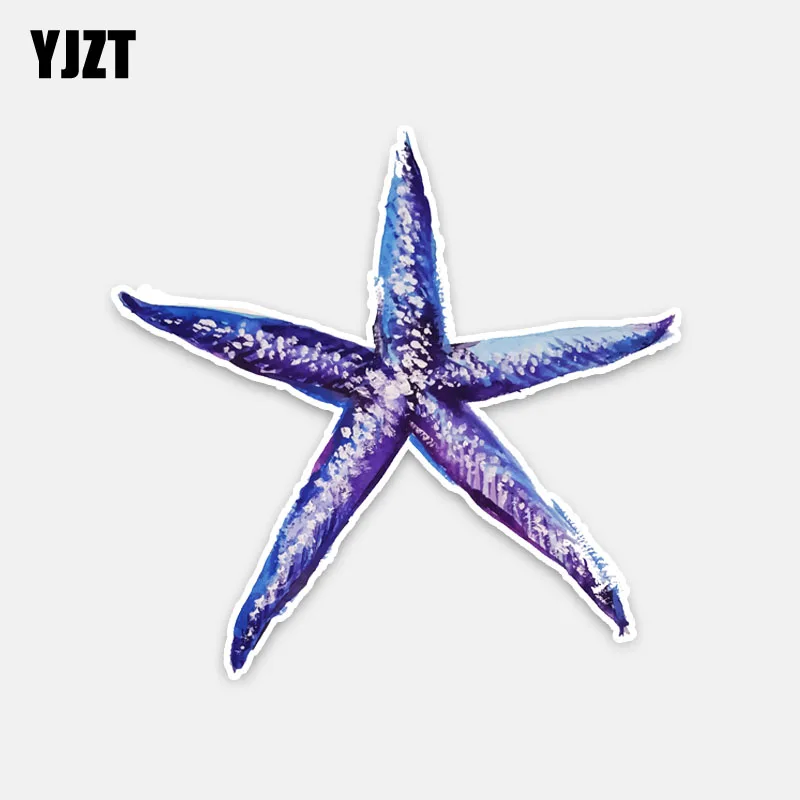 

YJZT 15.2CM*14.8CM Fashion Reflective Blue Starfish PVC Car Sticker Decal Accessories 5-0354
