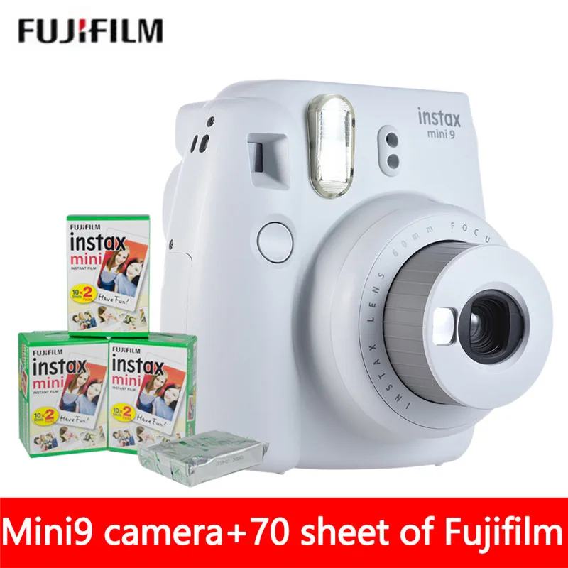 white Новая 5 цветов Fujifilm Instax Mini 9 мгновенная фото камера+ 70 лист Fuji Instax Mini 8 белая пленка+ крупным планом объектив - Цвет: white