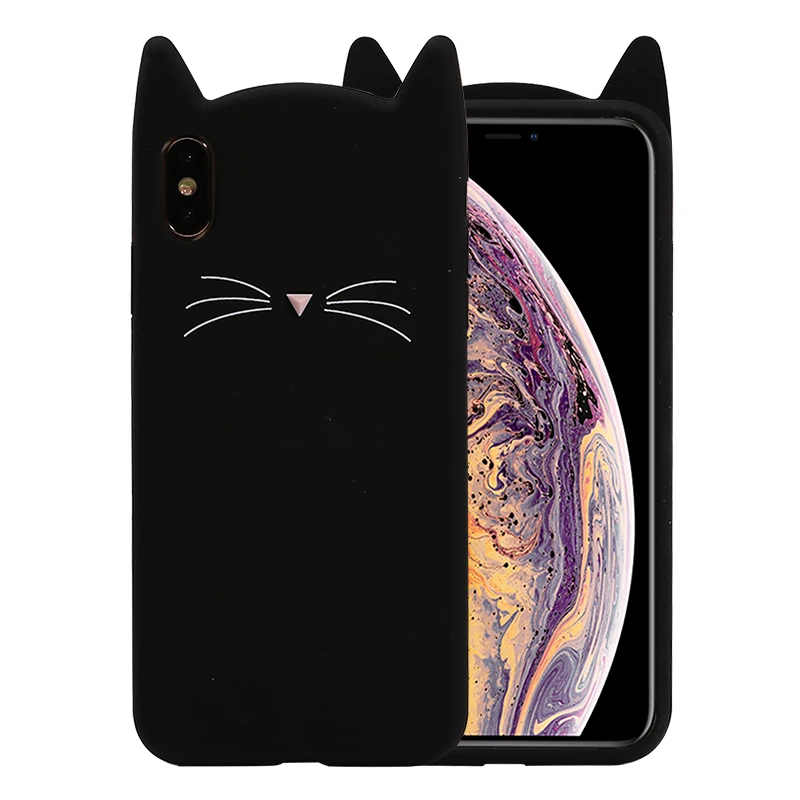 Милый чехол с котом Тоторо для iPhone XS MAX XR X 10 iPhone 6S 6 s iPhone 7 8 6Plus 7Plus 8Plus iPhone 5S 5SE чехол для сотового телефона - Цвет: Черный
