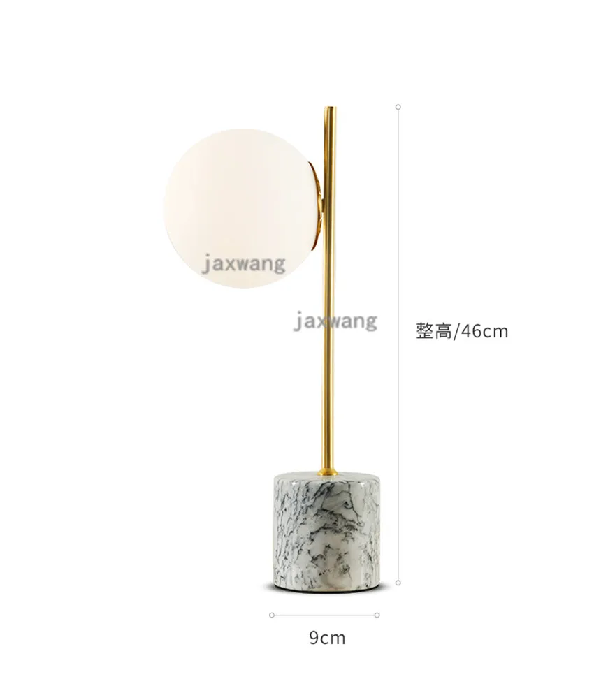 Настольная лампа в скандинавском стиле из стеклянного шара, современный Настольный светильник для спальни и роскошная мраморная латунная прикроватная лампа, светильник для чтения