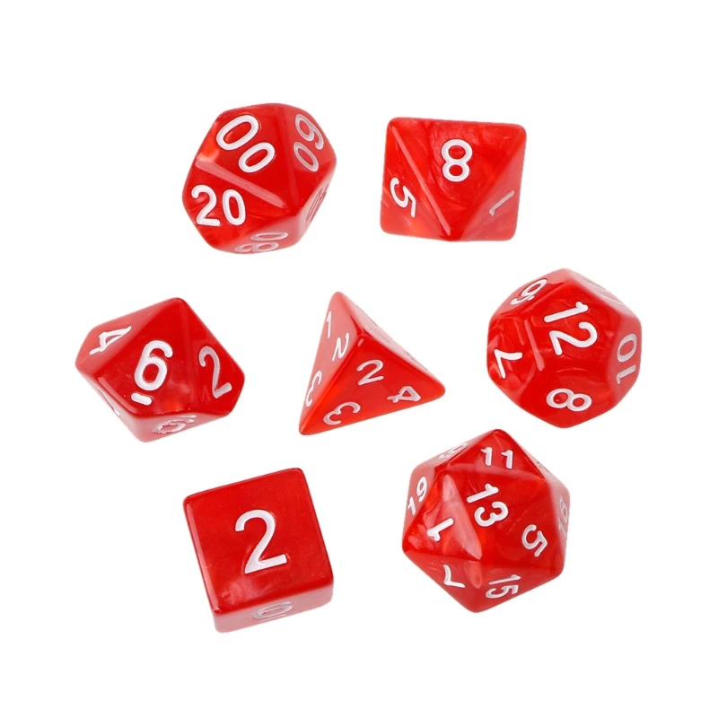 7 шт. многогранные кости белые цифры для Dragon Pathfinder D20 D12 2xD10 D8 D6 D4|Кубики| |