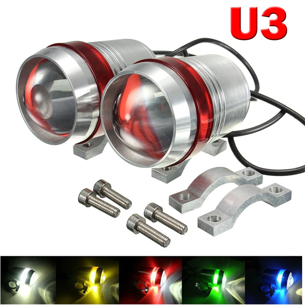 2pcs 30W 12V U3 Motorcycle Headlight led Driving Light Motorbike Spotlight Bicycle Motor fog lamp head light Offroad Car ATV