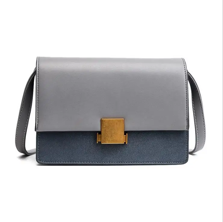 2017 winter pu Matte leather handbags simple big student bag brand gold metal buckle Messenger | Багаж и сумки
