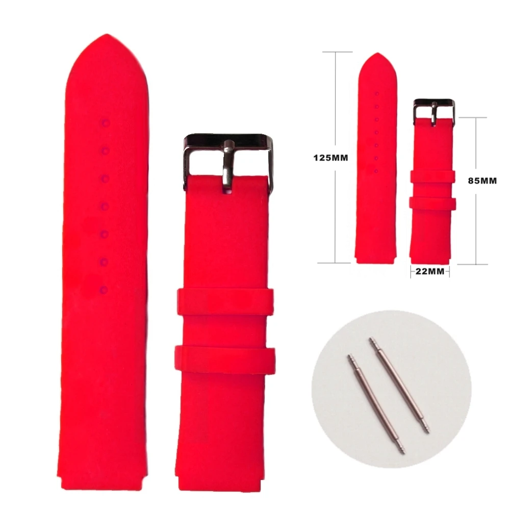 Нарезанные неоновые красные силиконовые резиновые ремешки для часов 22 мм