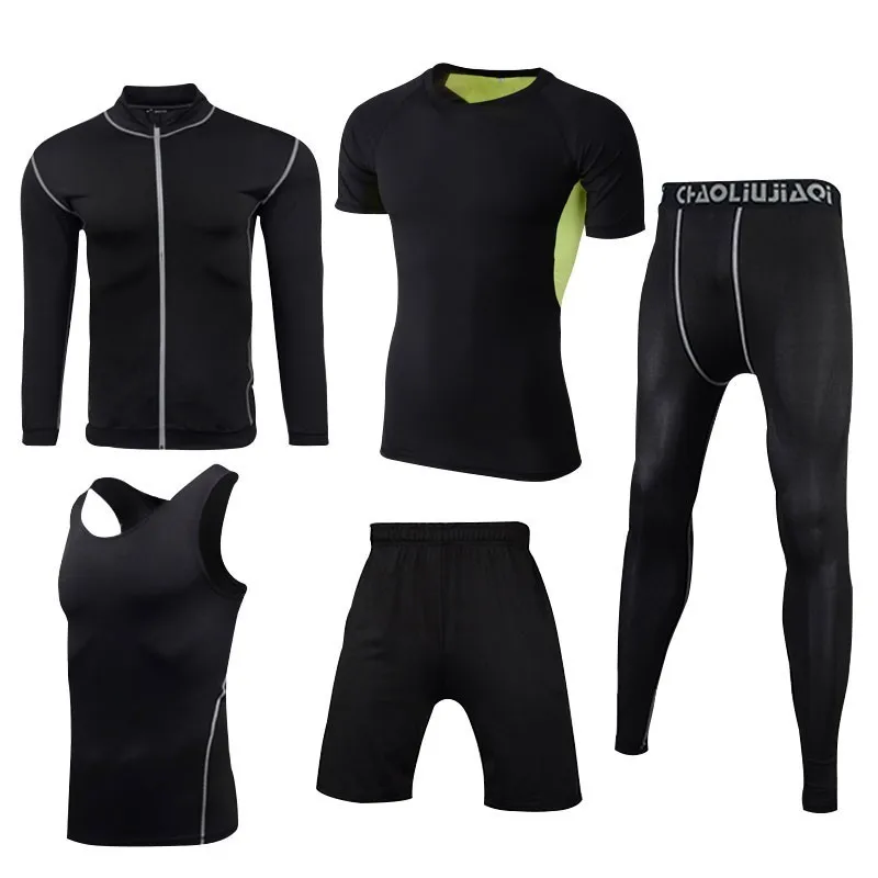 Men sportswear-SS3 Мужская спортивная одежда, эластичные спортивные костюмы, дышащий спортивный костюм для пробежек, тренировок, спортзала, фитнеса, тренировки, одежда для быстросохнущего бега, мужской комплект - Цвет: Men sportswear-SS3