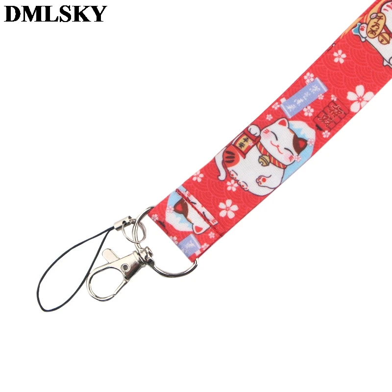 DMLSKY Fortune cat Забавный шнурок для телефона брелок ключей значок ID Мобильный телефон