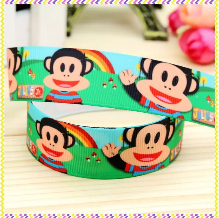 

7/8inch Free Shipping Monkey Printed Grosgrain Ribbon Material Headwear Party Decoration Diy Wholesale OEM 22mm P4279
