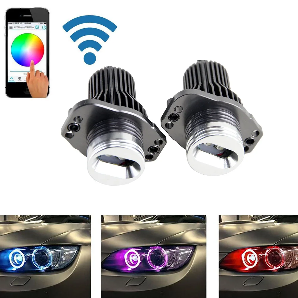 2X 12 Вт WIFI управление RGB CREE чипы светодиодсветодиодный ангельские глазки набор