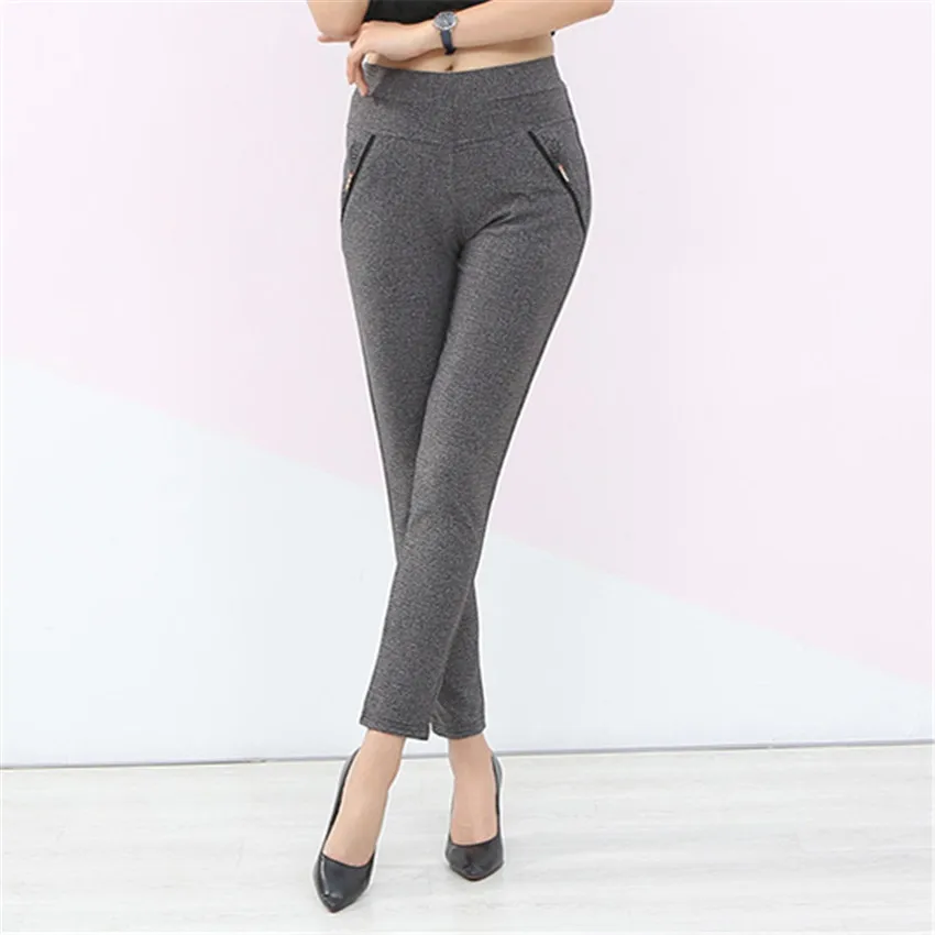 Брюки карандаш женские эластичные с завышенной талией большого размера|Брюки| |