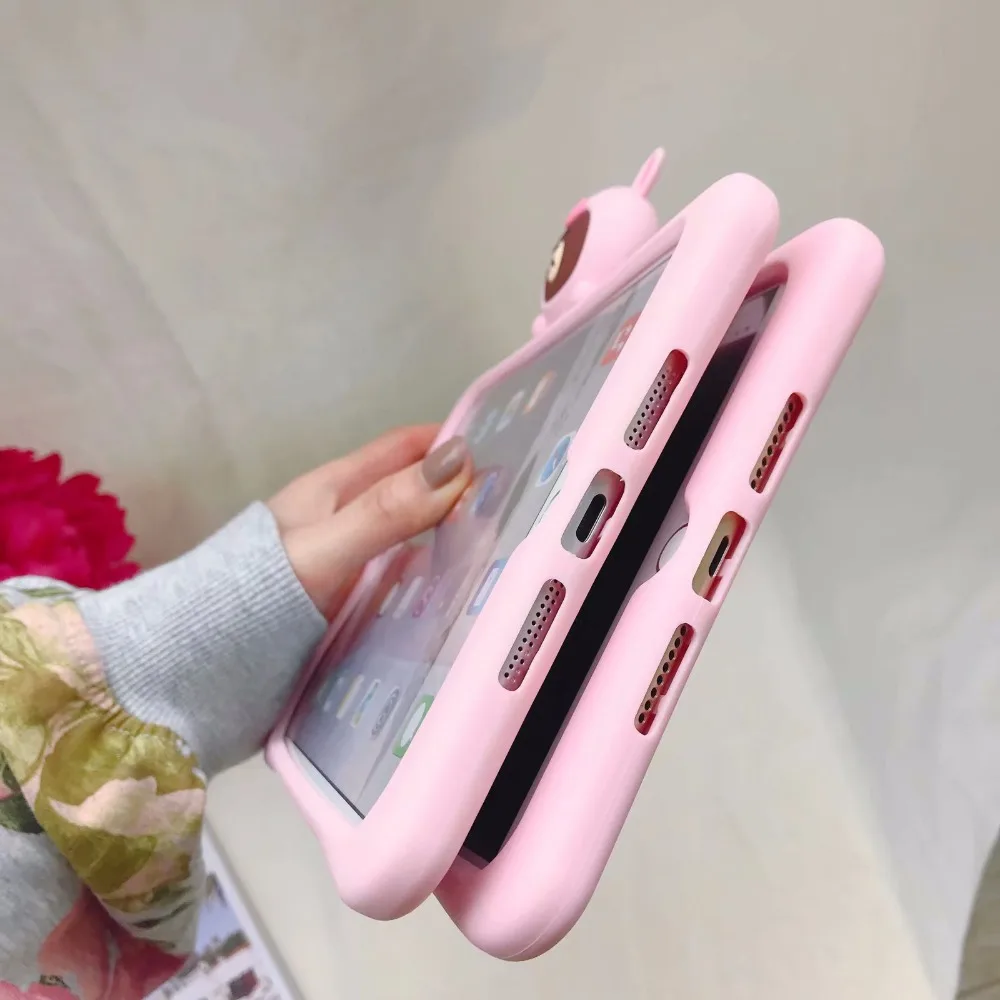 Чехол для IPad 9,7 Pro 9,7 11 Air 1 2 чехол s силиконовый чехол-подставка для iPad 5 6 Air1 Air2 розовый поросенок Медведь милый детский чехол
