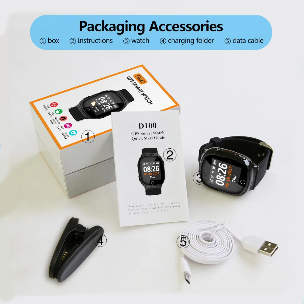 D100 пожилых Смарт часы gps LBS + Wi Fi Anti Потерянный Smartwatch SOS Поддержка монитор