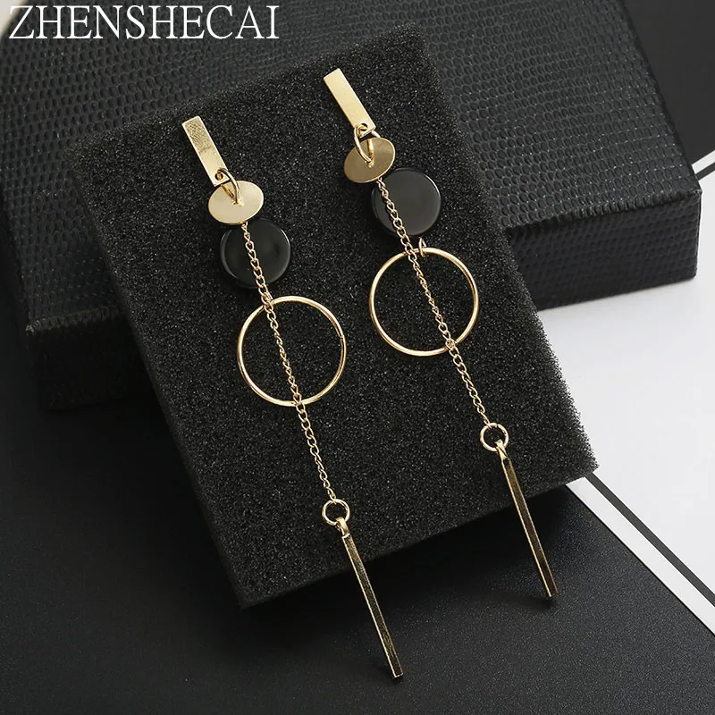 

New Fashion Circle Dangle Earrings Hanging Metal long Pendientes Round Earring For Women Temperament Geometric Ear Jewelry