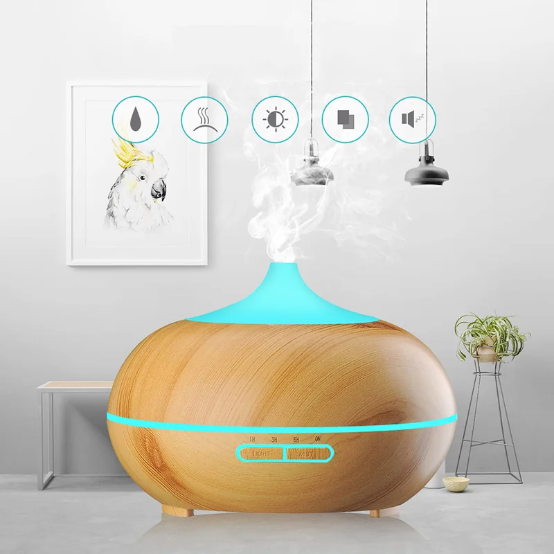 

300ml Air Humidifier Wood Grain Ultrasonic Aroma Essential Oil Diffuser for Office Cool Mist Bedroom Living Room