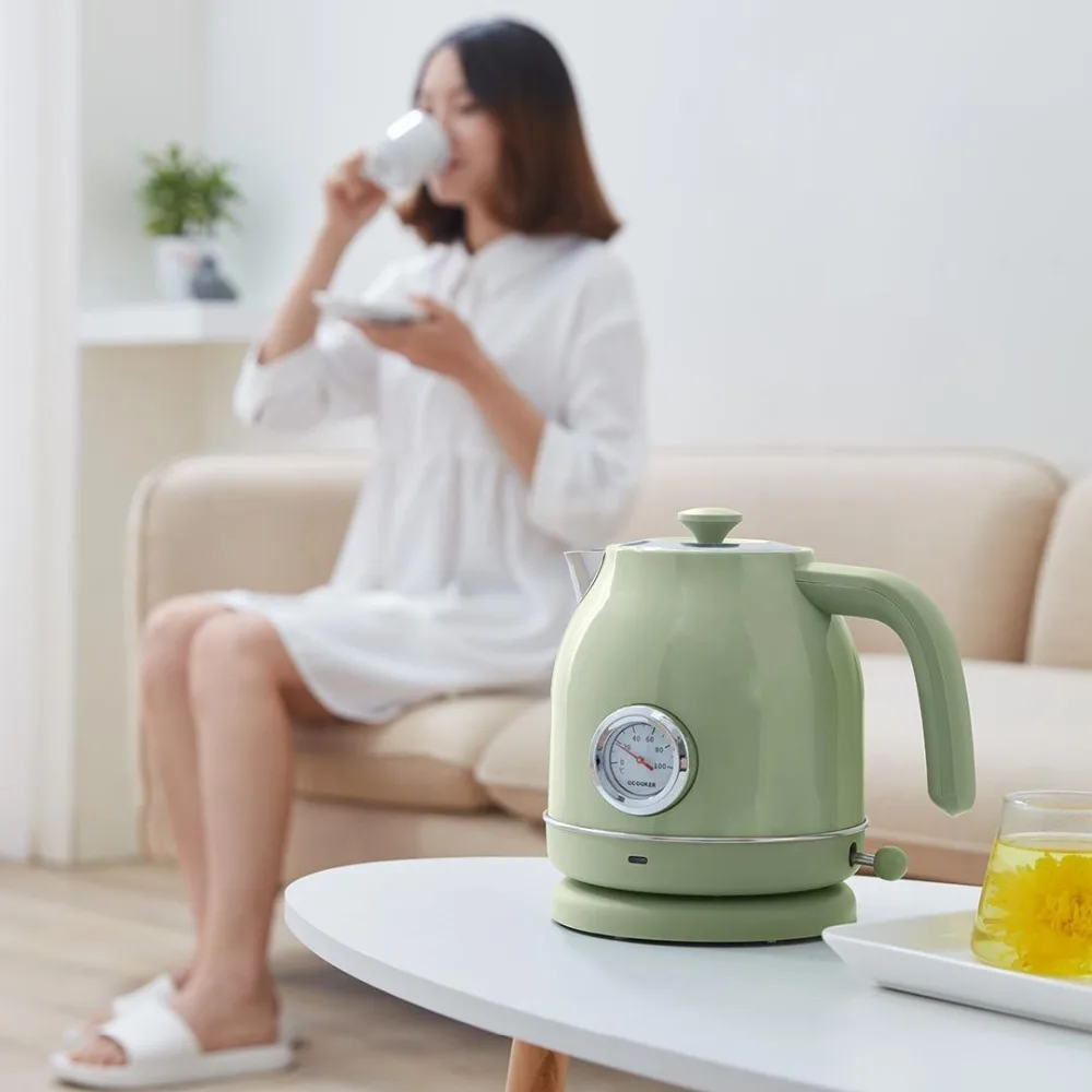 YouPin QCOOKER 1.7л/1800 Вт ретро Электрический чайник опционально с часами термометр