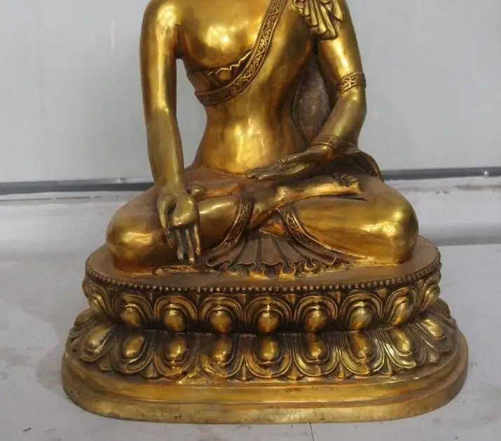 26 дюймов бронзовая медная позолота Sit Шакьямуни татхагата Статуэтка Будда