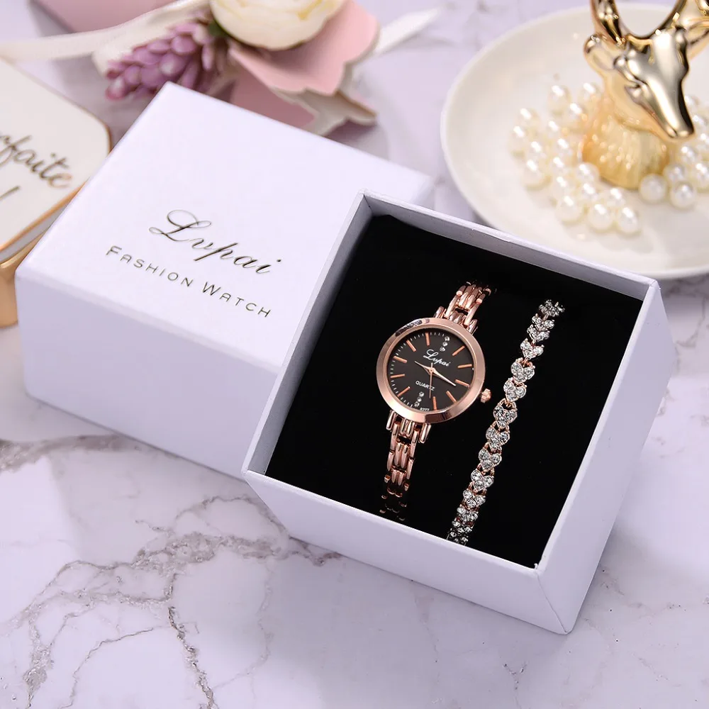 

Lvpai Top Brand Fashion Women Watches Casual Quartz Stainless Steel Band Bracelet Watch Analog Diamond Bracelet Luxury Watch
