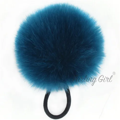 Peacock Blue Устройство для девочек 1 шт. обувь на платформе из искусственного кроличьего меха; сапоги из натурального резиновые резинки для волос мягкие ручной работы мяч резинка для волос аксессуары для волос - Цвет: Peacock Blue