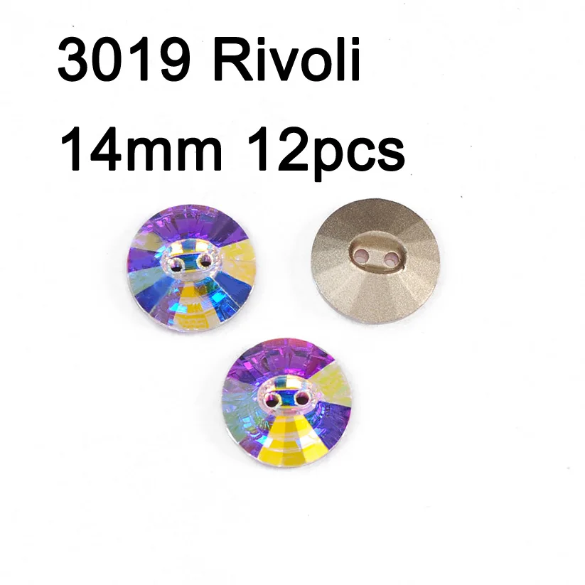 Rivoli 14mm 12pcs Кристалл AB Rivoli квадратные пуговицы отверстия стразы пришить на кнопку DIY ремесло для ювелирных изделий одежды диван костюм для гимнастики - Color: Rivoli 14mm 12pcs