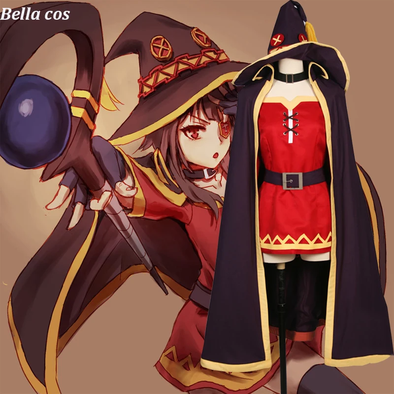 Костюм для косплея Konosuba Megumin Индивидуальный размер Женская аниме одежда накидка