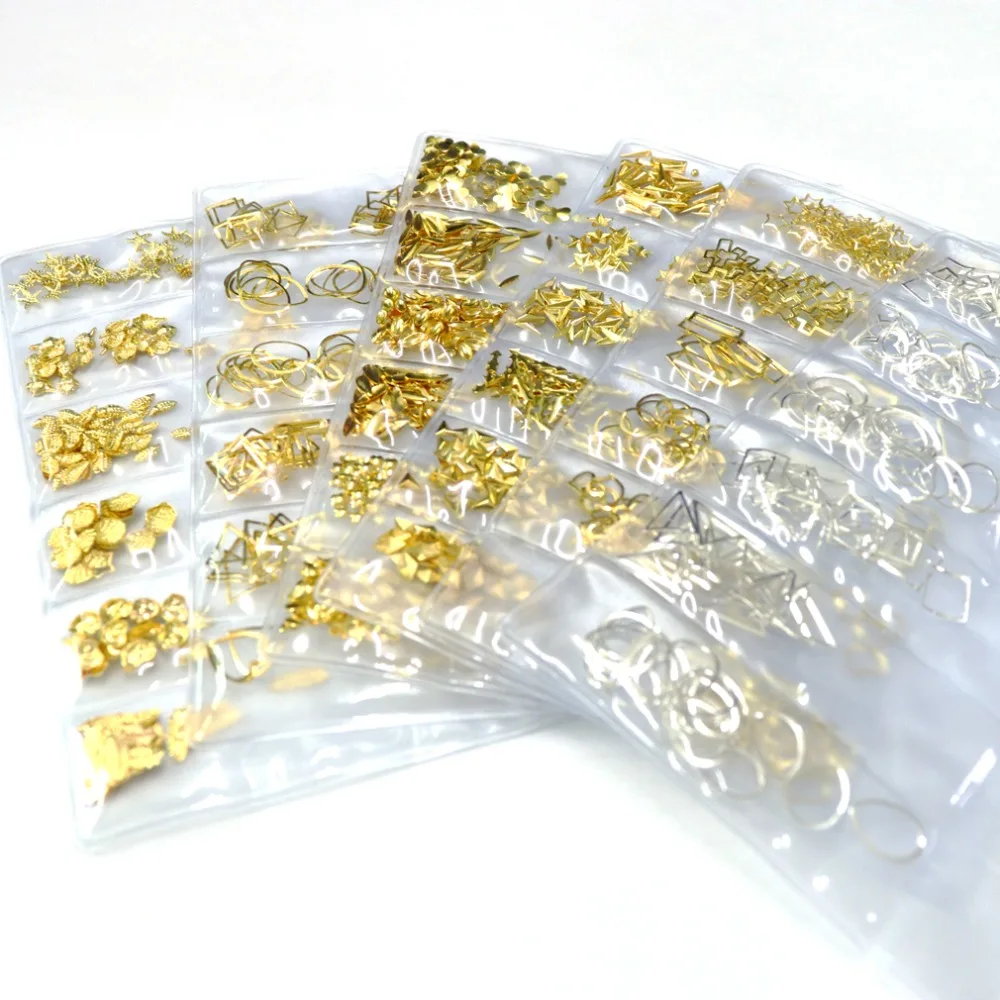 Смешанные металлические украшения для ногтей в рамке 3D нейл арта океан Морская