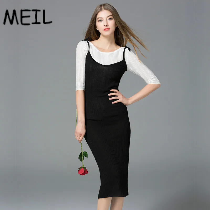 MEIL2017 осень Couture платье цвет новый слинг мешок хип тонкий платье|dress color|slim dresscolorful
