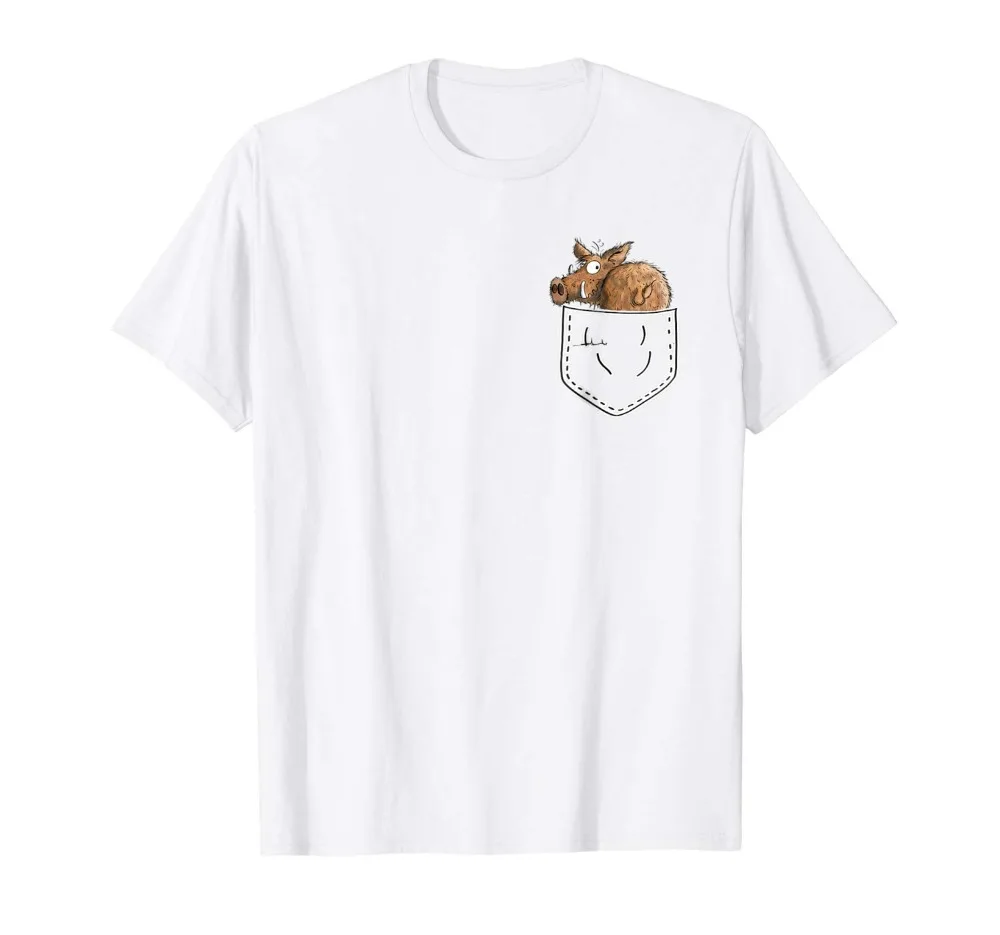 Футболка с рисунком дикого кабана в кармане I Hunting Pig подарок новинка Мужская
